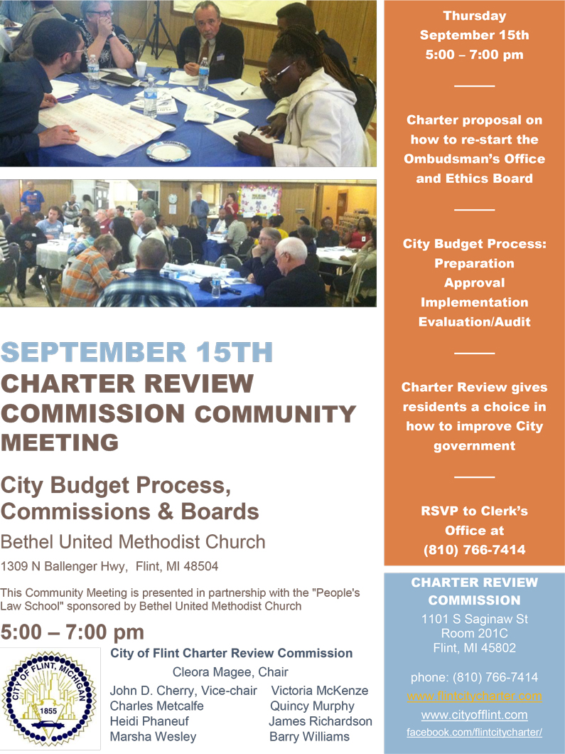 Community Meeting: City Budget Process, Commissions & Boards @ Bethel United Methodist Church | Flint | Michigan | United States